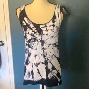 Black and white tie dye racerback tank top